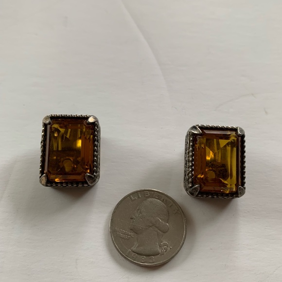 Vintage 1960 Amber clip on Earrings. - Picture 4 of 6